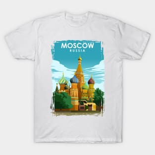 Moscow Russia Vintage Minimal Travel Poster T-Shirt